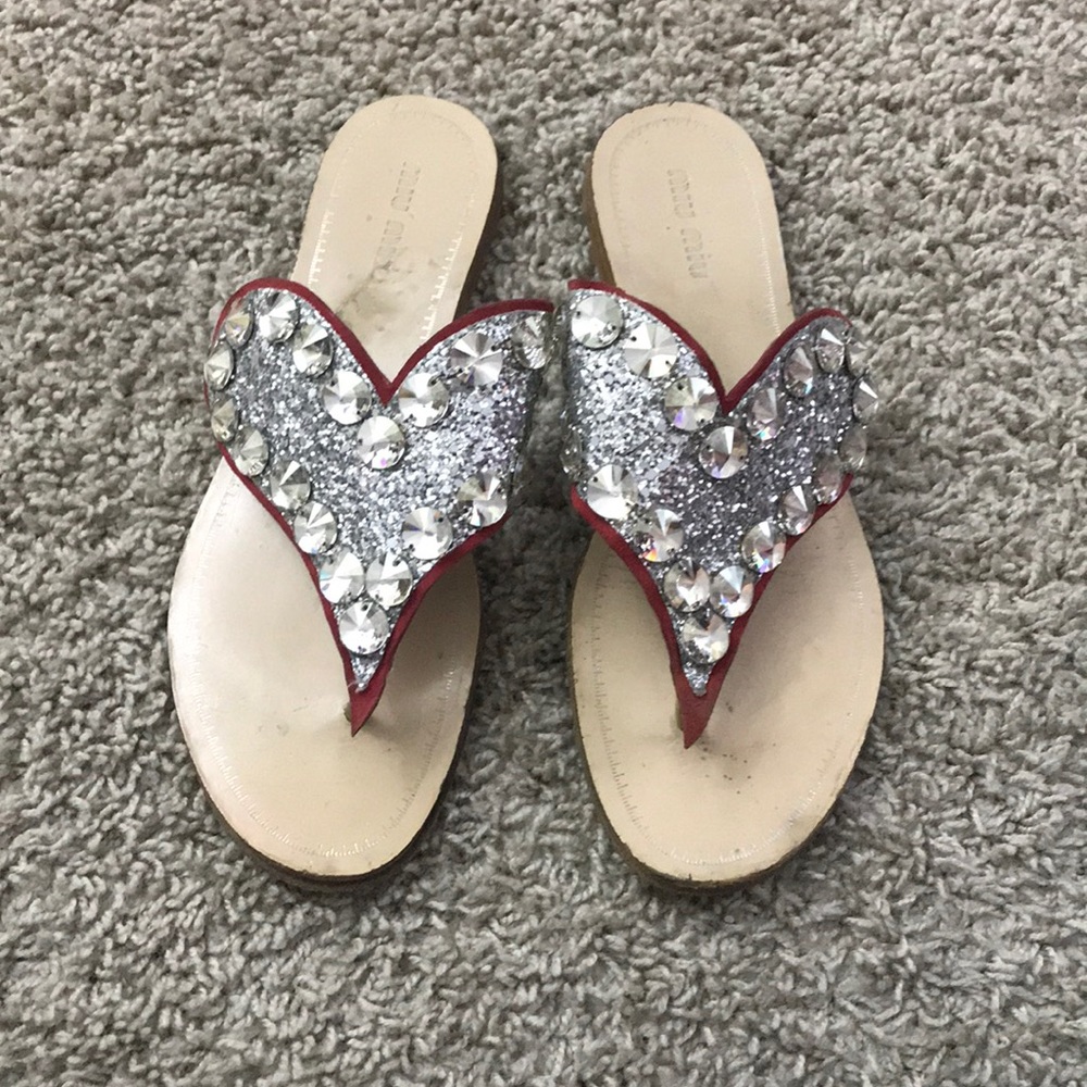 Miu Miu Jeweled Heart Sandal